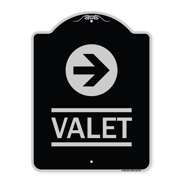 Valet Right Arrow Heavy-Gauge Aluminum Architectural Sign, 24" x 18", BS-1824-22743